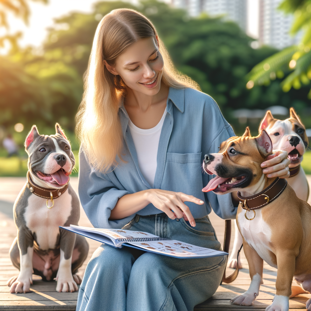 Professional dog trainer interpreting Pocket Bullies signals and reading their body language for a better understanding of Pocket Bullies behavior and non-verbal communication.