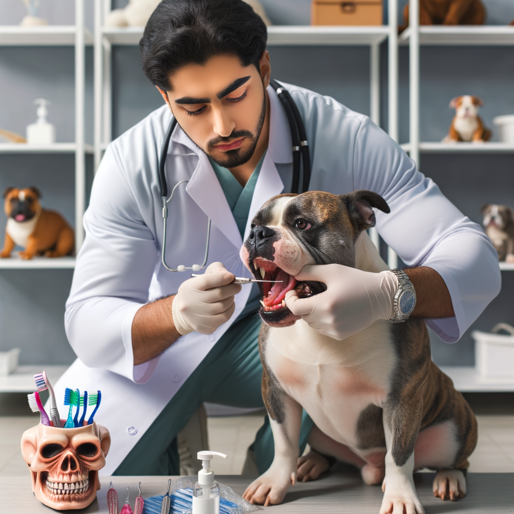 Veterinarian demonstrating Pocket Bullies dental care techniques for maintaining dental hygiene in dogs, emphasizing on Pocket Bullies oral hygiene and canine dental hygiene for optimal dog oral health.