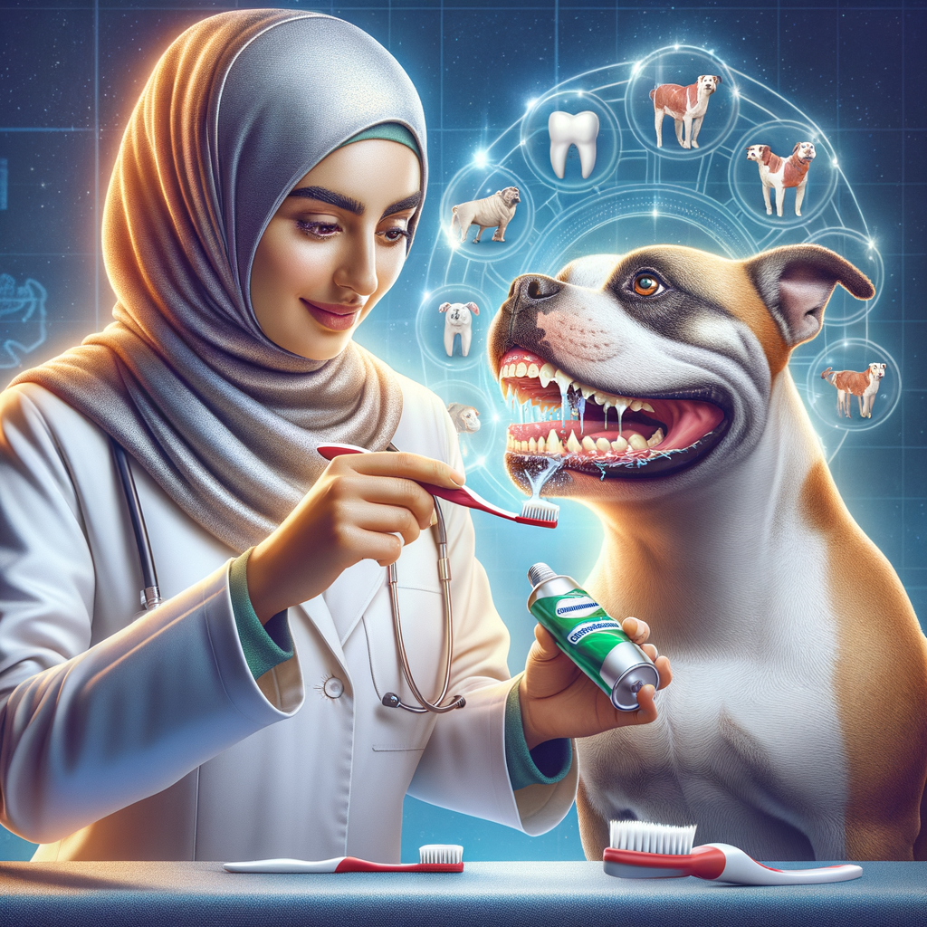 Veterinarian demonstrating best practices for Pocket Bullies dental care, highlighting the importance of a regular dental hygiene routine for maintaining and improving Pocket Bullies teeth health.
